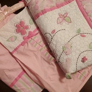 3 piece crib birdy bedding set  infant girls